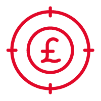 Pound sterling symbol with circular arrows