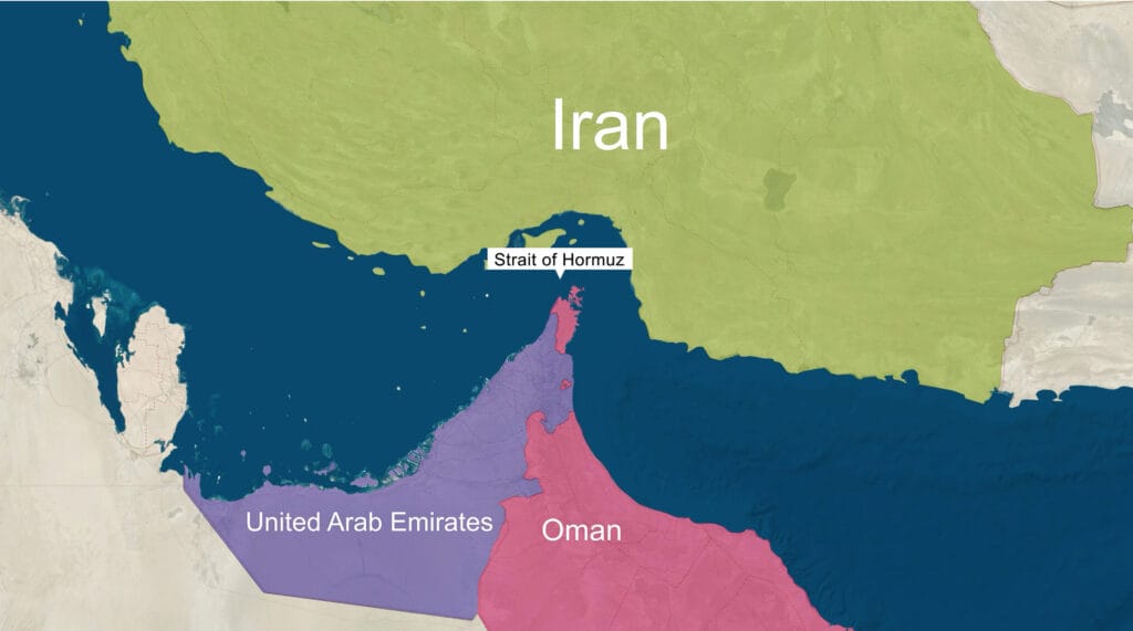 Map of the Strait of Hormuz region