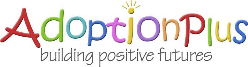 AdoptionPlus logo with colourful text and slogan