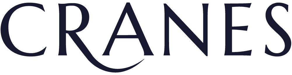 CRANES wordmark in serif capitals